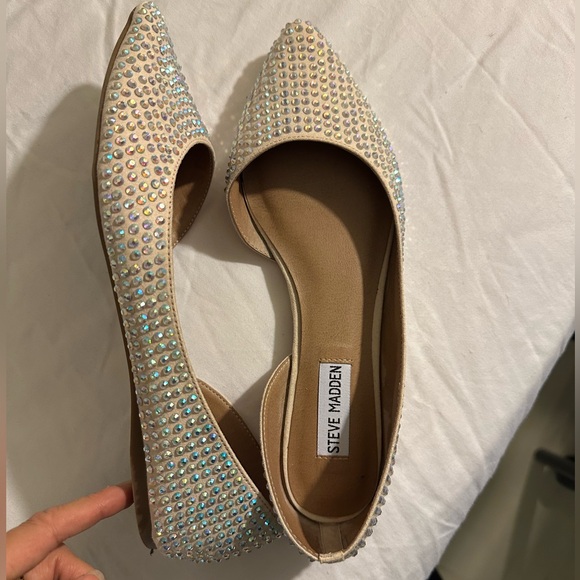 Steve Madden Shoes - Steve Madden Rhinestone Embellished Flats - Cream. Evalina flats. EUC